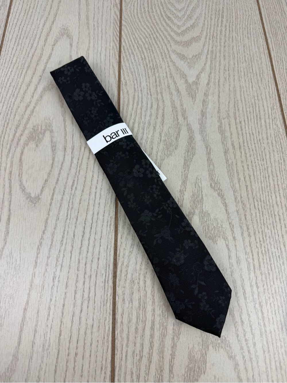 654 Bar III Men's Tie Alton Floral 001 Black $55 Polyester Skinny Slim